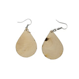 Wood Earrings - Flower Floral Mandala Engraved Teardrop Wood Earrings - Dangle Earrings - Gift