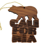 California Bear Christmas Ornament Bubble Spellout Letters Handmade Wood Ornament Made in USA Laser Cut Cutout Shape CA Souvenir