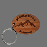 Monte Rosa Keychain Switzerland Mountains Handmade Wood Keyring Souvenir Travel Gift Tag Key Ring Monterosa Ski Resort Pennine Alps Italy