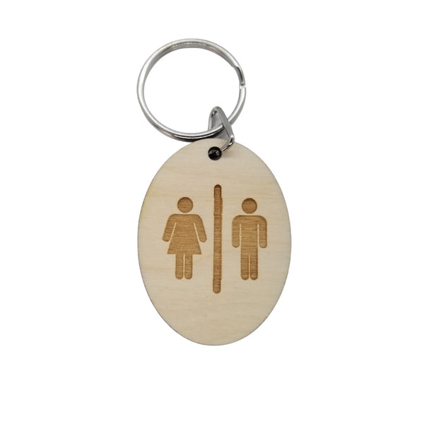 Bathroom Wood Keychain Key Ring Keychain Gift - Key Chain Key Tag Key Ring Key Fob - Restroom Key Marker