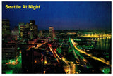 Vintage Seattle Postcard 4x6 Night Time Building Lights Lit Up Downtown Seattle Washington Kingdome Ferries Max Jensen IAAC