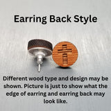 Abstract Tribal Type Pattern Earrings - Cherry Wood Earrings - Stud Earrings - Post Earrings