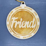 Friend Christmas Ornament - Character Traits - Handmade Wood Ornament -  Gift for Friends - Friend Gift - Thoughtful Encouraging Smart