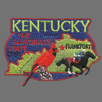 Kentucky Patch – KY State Travel Patch Souvenir Embellishment or Applique 3" The Bluegrass State Frankfort Capital Derby Racer Cardinal