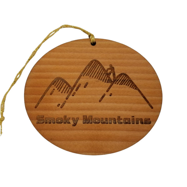 Smoky Mountains Hiking Ornament - Handmade Wood - Tennessee Souvenir Christmas Ornament Travel Gift 3 Inch Smoky Mountains National Park