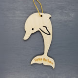 Santa Barbara California Ornament - Handmade Wood Ornament - CA Dolphin Vertical - Christmas Ornament 2.75 Inch