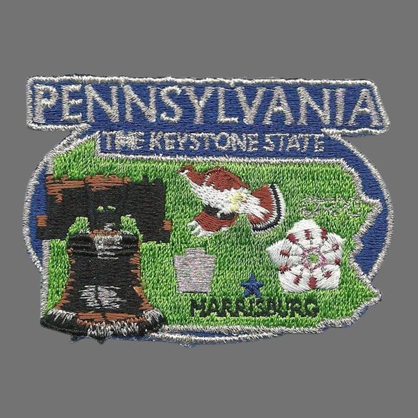 Pennsylvania Patch – PA State Travel Patch Souvenir Applique 3" Iron On The Keystone State Harrisburg Liberty Bell Grouse Mountain Laurel