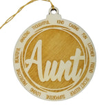 Aunt Christmas Ornament - Character Traits - Handmade Wood Ornament -  Gift for Aunt- Aunt Gift - Kind Caring Fun Amazing Thoughtful 3.5"