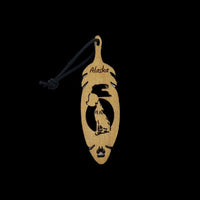 Wolf Howling at Moon Alaska Christmas Ornament Wood