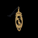 Wolf Howling at Moon Alaska Christmas Ornament Wood