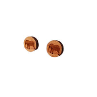 Elephant Earrings - Wood Earrings - California Redwood Stud Earrings