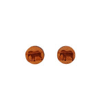 Elephant Earrings - Wood Earrings - California Redwood Stud Earrings