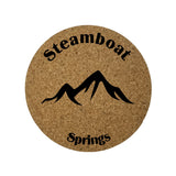 Steamboat Spring Cork Coasters Set of 4 Mountains Colorado Souvenir Mountain Ski Resort Skiing Skier Travel Gift Memory