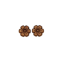 Flower Earrings - Cherry Wood Earrings - Stud Earrings - Post Earrings - Floral Flowers