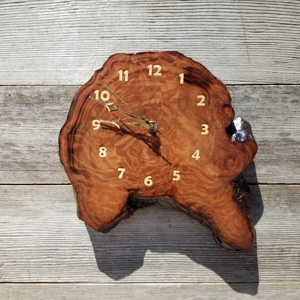 Redwood Clock Handmade Wall Hanging Rustic Burl Live Edge #487 Anniversary Gift Wedding Gift One Of a Kind Small Wall Clock