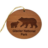 Glacier National Park Ornament - Mama Bear and Cub - Handmade Wood - Montana Souvenir Christmas Ornament Travel Gift 3 Inch National Park