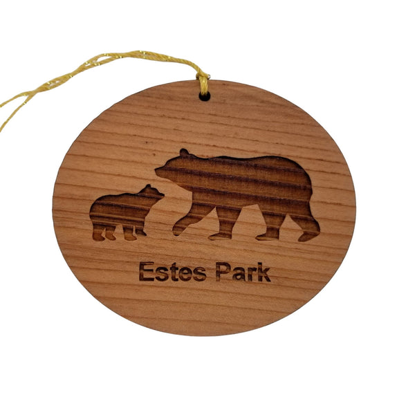 Estes Park Ornament With Mama Bear and Cub Handmade Wood Ornament Rocky Mountain National Park Colorado Souvenir CO Christmas Ornament