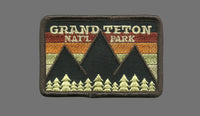 Wyoming Patch – WY Grand Teton National Park - Iron On Souvenir Patch 3" – Embellishment Applique – Travel Gift Brown Rect