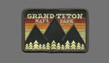 Wyoming Patch – WY Grand Teton National Park - Iron On Souvenir Patch 3" – Embellishment Applique – Travel Gift Brown Rect