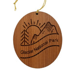 Glacier National Park Ornament - Sun Mountain Tree - Handmade Wood - Montana Souvenir Christmas Travel Gift 3"