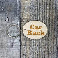 Car Rack Wood Keychain Key Ring Keychain Gift - Key Chain Key Tag Key Ring Key Fob - Car Rack Text Key Marker