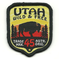 Utah Patch – Wild and Free UT Travel Souvenir Patch 2" Iron On Sew On Embellishment Buffalo Bison Trees Accessory