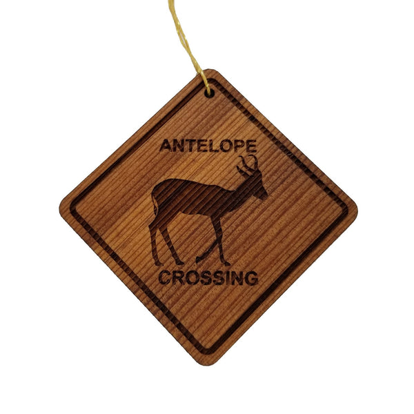 Antelope Crossing Ornament - Antelope Ornament - Wood Ornament Handmade in USA - Christmas Home Decoration - Antelope Christmas