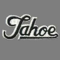 Tahoe Patch – Script Black on White – Travel Patch Iron On – California Souvenir Patch – CA Embellishment Spell out Font Spellout Nevada NV