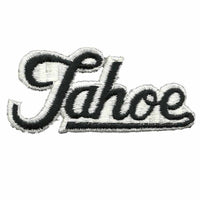 Tahoe Patch – Script Black on White – Travel Patch Iron On – California Souvenir Patch – CA Embellishment Spell out Font Spellout Nevada NV