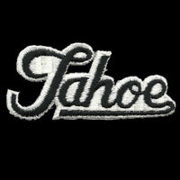 Tahoe Patch – Script Black on White – Travel Patch Iron On – California Souvenir Patch – CA Embellishment Spell out Font Spellout Nevada NV