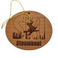 Steamboat CO Ski Resort Colorado Ski Ornament - Handmade Wood Ornament - CO Souvenir - Ski Skiing Skier Trees Christmas Travel Gift