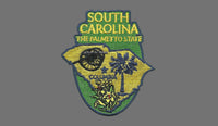 South Carolina State Travel Patch SC Souvenir Iron On Embellishment or Applique 3" The Palmetto State Sabal Palm Tree Yellow Jessamine