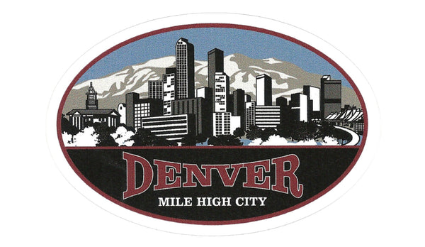 Denver Sticker – CO Decal Sticker – Souvenir Travel Gift 4" Made in USA Kiss Cut Bumper Sticker Car Window Bottle Mile High City Cityscape