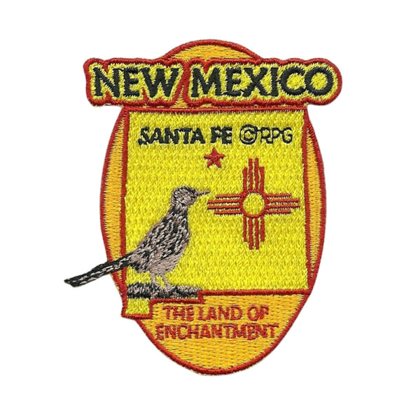 New Mexico Patch – State Travel Patch NM Souvenir Embellishment or Applique 3" The Land of Enchantment State Flag Roadrunner