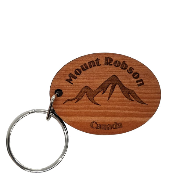 Mount Robson Keychain Mountains Wood Keyring Canada Souvenir - Rocky Mountains British Columbia Climbing Summit Key Tag Bag