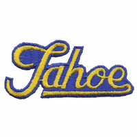 Tahoe Patch – Script Blue and Yellow – Travel Patch Iron On – California Souvenir Patch – CA Embellishment Spell out Font Spellout Nevada NV