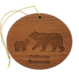 Bear and Cub Christmas Ornament - California Redwood Souvenir - Travel Gift