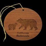 Bear and Cub Christmas Ornament - California Redwood Souvenir - Travel Gift