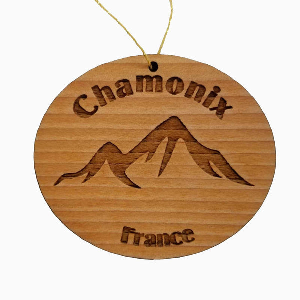 Chamonix France Ornament Handmade Wood Ornament France Souvenir Mountain Ski Resort Skiing