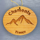 Chamonix France Ornament Handmade Wood Ornament France Souvenir Mountain Ski Resort Skiing