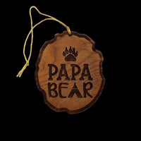 Papa Bear Christmas Ornament - Bear Paw Print - Wood - Dad Ornament - Papa Ornament