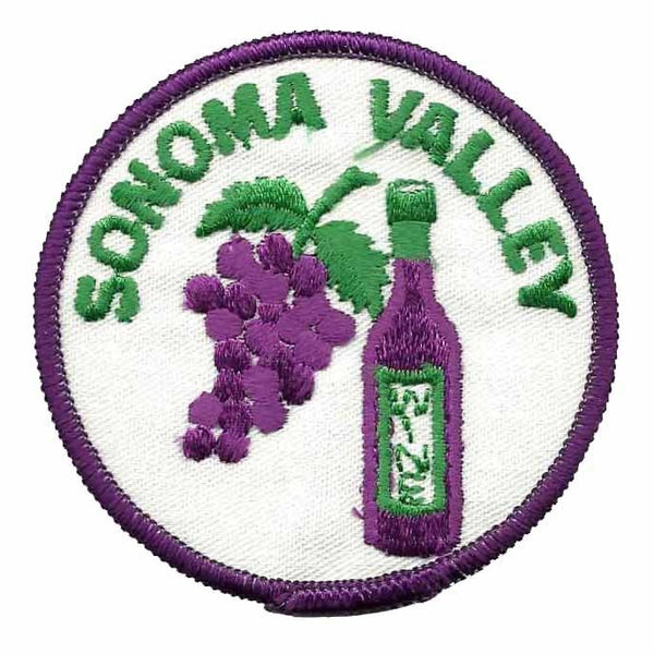 Sonoma Valley Iron On Patch – California Wine Souvenir – Travel Patch – CA Iron On Circle 3″