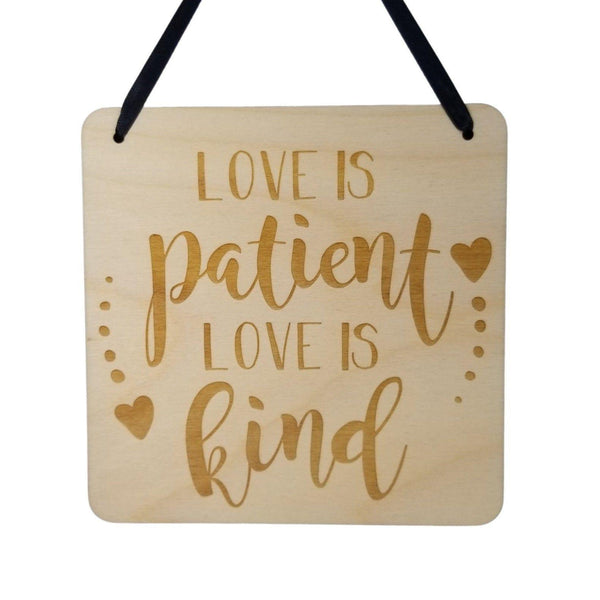 Love Sign - Valentines Day Gift - Love Is Patient Love Is Kind Rustic Hanging Wall Sign - Love Plaque Gift Sign Wedding Decor 5.5" Scripture