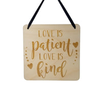 Love Sign - Valentines Day Gift - Love Is Patient Love Is Kind Rustic Hanging Wall Sign - Love Plaque Gift Sign Wedding Decor 5.5" Scripture