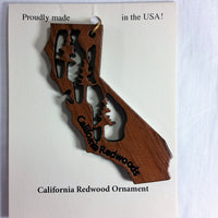 California State Wood Christmas Ornament California Redwoods Laser Cut Handmade White Engraved Souvenir