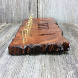 Redwood Key Rack Plaque 7 Hooks Handmade California Redwood Engraved Rustic Edge Slab #5