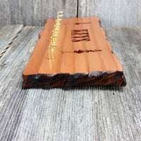 Wood Key Hooks 7 Hook Key Rack Handmade California Redwood Engraved Rustic Edge Slab Plaque #7