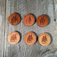 3 Trees Oval Wood Refrigerator Magnet Made in USA California Redwood Handmade Souvenir