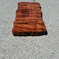 Key Rack Handmade Wood Redwood 7 Hooks California Redwood Engraved Rustic Edge Slab #8