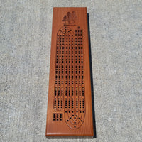 Redwood Wood Cribbage Board Handmade Laser Engraved 3 Player